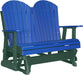 LuxCraft LuxCraft Blue 4 ft. Recycled Plastic Adirondack Outdoor Glider With Cup Holder Blue on Green Adirondack Glider 4APGBG-CH