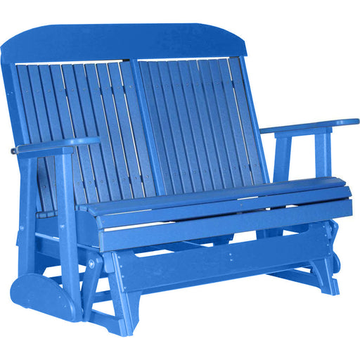 LuxCraft LuxCraft Blue 4 ft. Recycled Plastic Highback Outdoor Glider Bench Blue Highback Glider 4CPGB