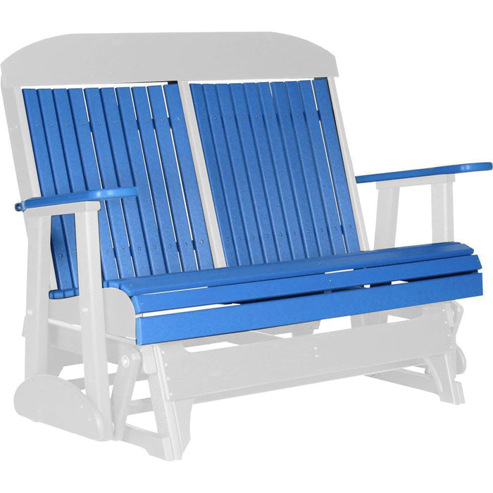 LuxCraft LuxCraft Blue 4 ft. Recycled Plastic Highback Outdoor Glider Bench Blue on White Highback Glider 4CPGBWH
