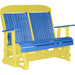 LuxCraft LuxCraft Blue 4 ft. Recycled Plastic Highback Outdoor Glider Bench Blue on Yellow Highback Glider 4CPGBY