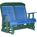 LuxCraft LuxCraft Blue 4 ft. Recycled Plastic Highback Outdoor Glider Bench With Cup Holder Blue on Green Highback Glider 4CPGBG-CH