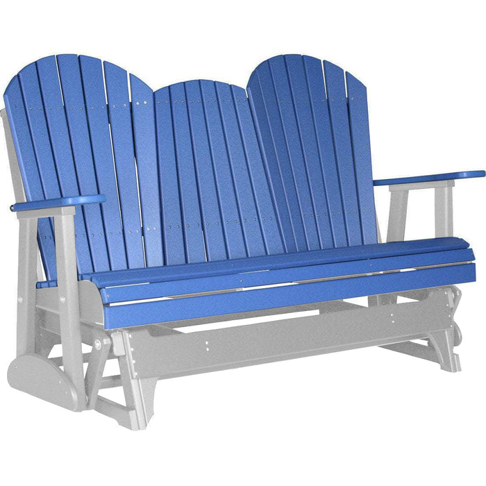 LuxCraft LuxCraft Blue 5 ft. Recycled Plastic Adirondack Outdoor Glider Blue on Dove Gray Adirondack Glider 5APGBDG