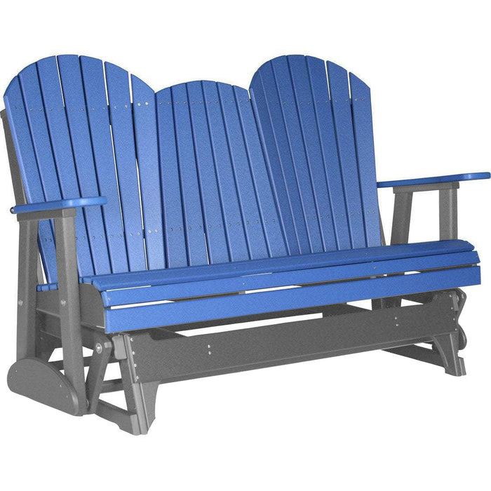 LuxCraft LuxCraft Blue 5 ft. Recycled Plastic Adirondack Outdoor Glider With Cup Holder Adirondack Glider