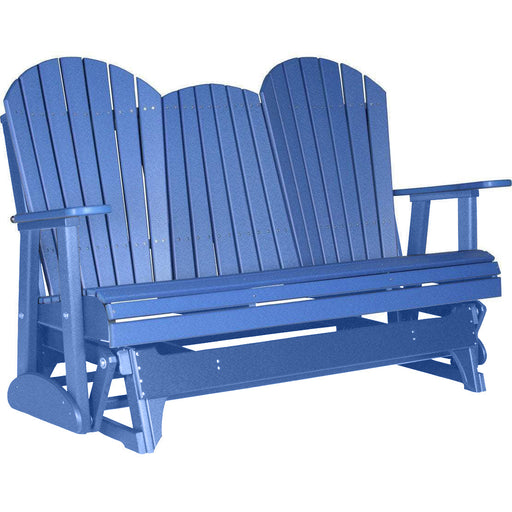 LuxCraft LuxCraft Blue 5 ft. Recycled Plastic Adirondack Outdoor Glider With Cup Holder Blue Adirondack Glider 5APGB-CH