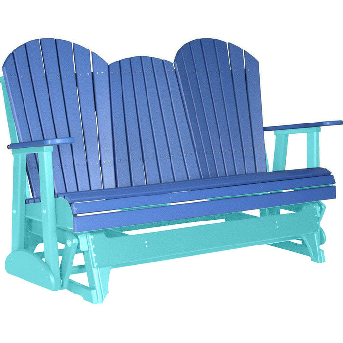 LuxCraft LuxCraft Blue 5 ft. Recycled Plastic Adirondack Outdoor Glider With Cup Holder Blue on Aruba Blue Adirondack Glider 5APGBAB-CH