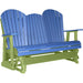 LuxCraft LuxCraft Blue 5 ft. Recycled Plastic Adirondack Outdoor Glider With Cup Holder Blue on Lime Green Adirondack Glider 5APGBLG-CH