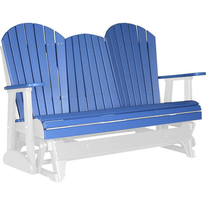 LuxCraft LuxCraft Blue 5 ft. Recycled Plastic Adirondack Outdoor Glider With Cup Holder Blue on White Adirondack Glider 5APGBWH-CH