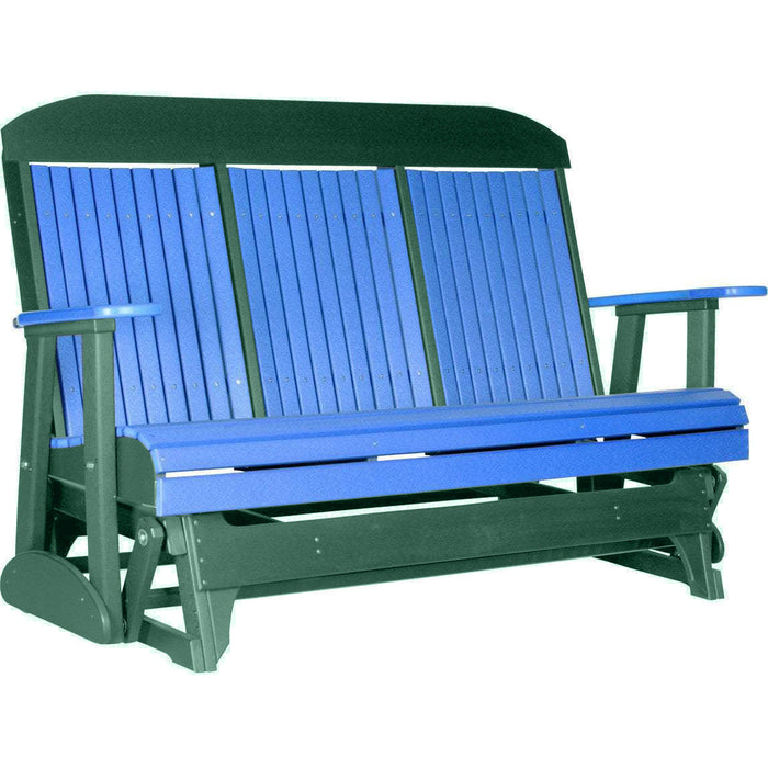LuxCraft LuxCraft Blue 5 ft. Recycled Plastic Highback Outdoor Glider Blue on Green Highback Glider 5CPGBG