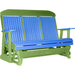 LuxCraft LuxCraft Blue 5 ft. Recycled Plastic Highback Outdoor Glider Blue on Lime Green Highback Glider 5CPGBLG