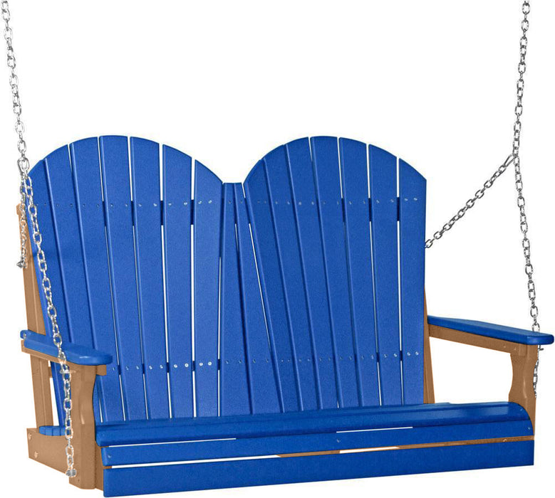 LuxCraft LuxCraft Blue Adirondack 4ft. Recycled Plastic Porch Swing Blue on Cedar / Adirondack Porch Swing Porch Swing 4APSBC