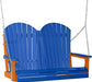 LuxCraft LuxCraft Blue Adirondack 4ft. Recycled Plastic Porch Swing Blue on Tangerine / Adirondack Porch Swing Porch Swing 4APSBT