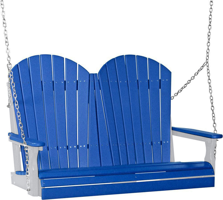 LuxCraft LuxCraft Blue Adirondack 4ft. Recycled Plastic Porch Swing Blue on White / Adirondack Porch Swing Porch Swing 4APSBWH