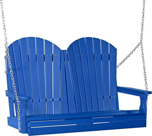 LuxCraft LuxCraft Blue Adirondack 4ft. Recycled Plastic Porch Swing With Cup Holder Blue / Adirondack Porch Swing Porch Swing 4APSB-CH
