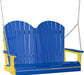 LuxCraft LuxCraft Blue Adirondack 4ft. Recycled Plastic Porch Swing With Cup Holder Blue on Yellow / Adirondack Porch Swing Porch Swing 4APSBY-CH