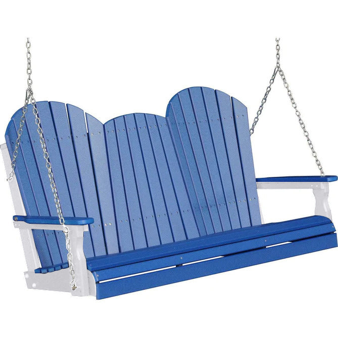 LuxCraft LuxCraft Blue Adirondack 5ft. Recycled Plastic Porch Swing Blue on White / Adirondack Porch Swing Porch Swing