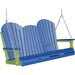 LuxCraft LuxCraft Blue Adirondack 5ft. Recycled Plastic Porch Swing With Cup Holder Blue on Lime Green / Adirondack Porch Swing Porch Swing 5APSBLG