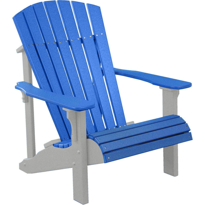 LuxCraft LuxCraft Blue Deluxe Recycled Plastic Adirondack Chair Blue on Dove Gray Adirondack Deck Chair PDACBDG