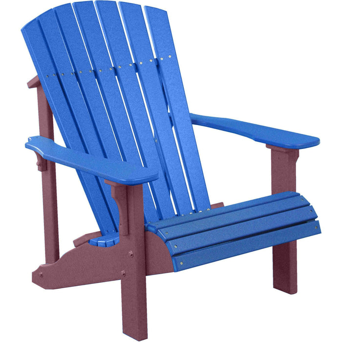 LuxCraft LuxCraft Blue Deluxe Recycled Plastic Adirondack Chair With Cup Holder Adirondack Deck Chair