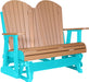 LuxCraft LuxCraft Cedar 4 ft. Recycled Plastic Adirondack Outdoor Glider Cedar on Aruba Blue Adirondack Glider 4APGCAB