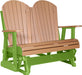 LuxCraft LuxCraft Cedar 4 ft. Recycled Plastic Adirondack Outdoor Glider Cedar on Lime Green Adirondack Glider 4APGCLG