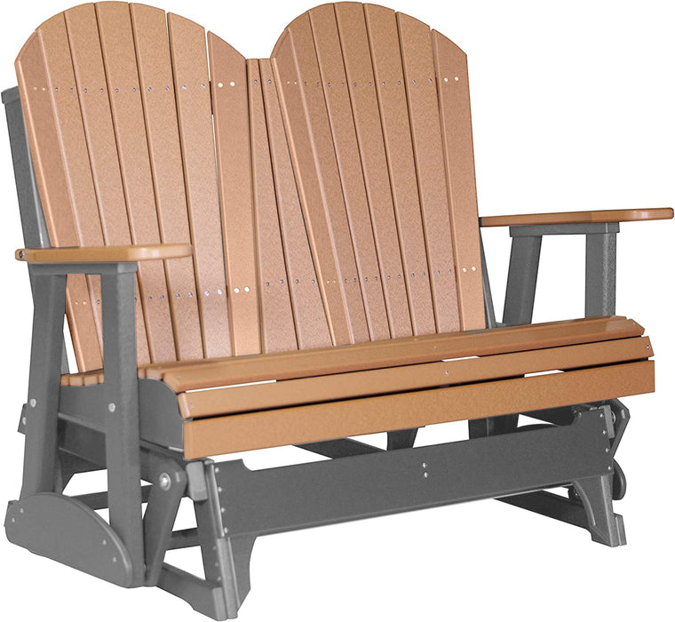 LuxCraft LuxCraft Cedar 4 ft. Recycled Plastic Adirondack Outdoor Glider Cedar on Slate Adirondack Glider 4APGCS