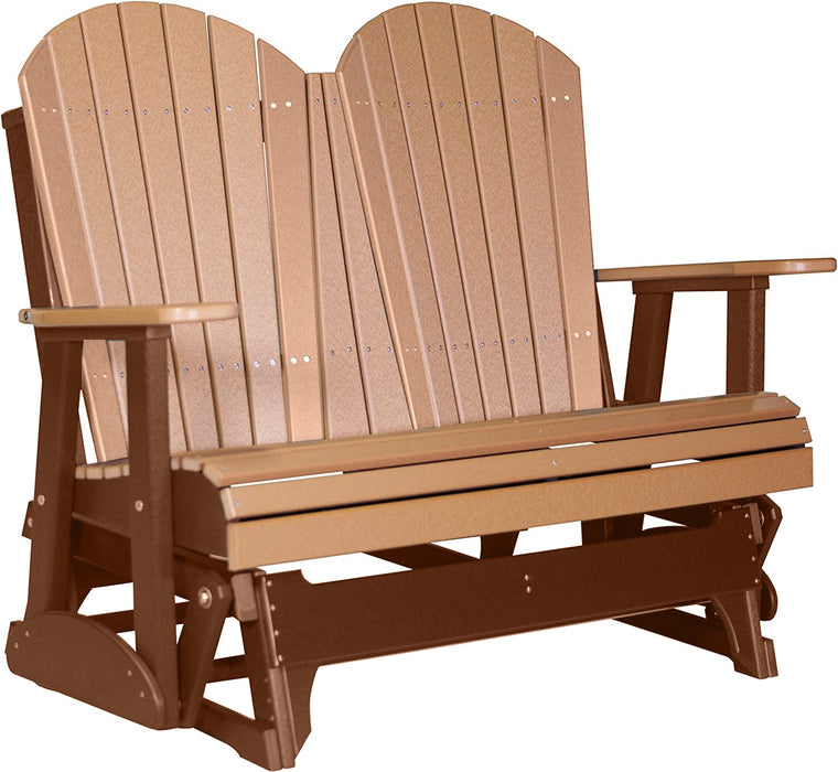 LuxCraft LuxCraft Cedar 4 ft. Recycled Plastic Adirondack Outdoor Glider With Cup Holder Cedar on Antique Mahogany Adirondack Glider 4APGCAM-CH