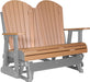 LuxCraft LuxCraft Cedar 4 ft. Recycled Plastic Adirondack Outdoor Glider With Cup Holder Cedar on Gray Adirondack Glider 4APGCGR-CH