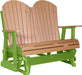LuxCraft LuxCraft Cedar 4 ft. Recycled Plastic Adirondack Outdoor Glider With Cup Holder Cedar on Lime Green Adirondack Glider 4APGCLG-CH