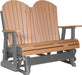 LuxCraft LuxCraft Cedar 4 ft. Recycled Plastic Adirondack Outdoor Glider With Cup Holder Cedar on Slate Adirondack Glider 4APGCS-CH