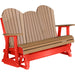 LuxCraft LuxCraft Cedar 5 ft. Recycled Plastic Adirondack Outdoor Glider With Cup Holder Cedar on Red Adirondack Glider 5APGCR-CH
