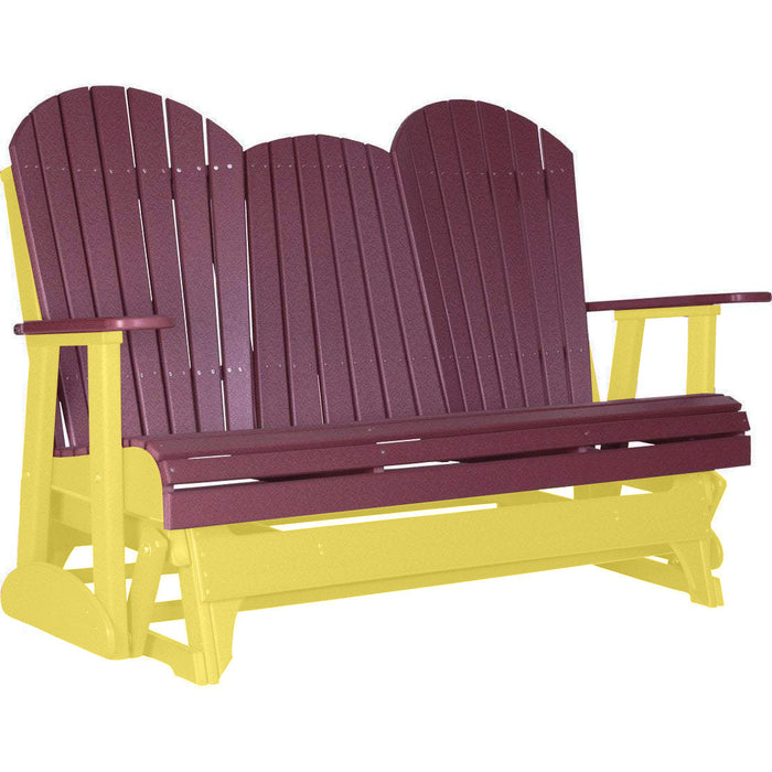 LuxCraft LuxCraft Cherry 5 ft. Recycled Plastic Adirondack Outdoor Glider With Cup Holder Adirondack Glider