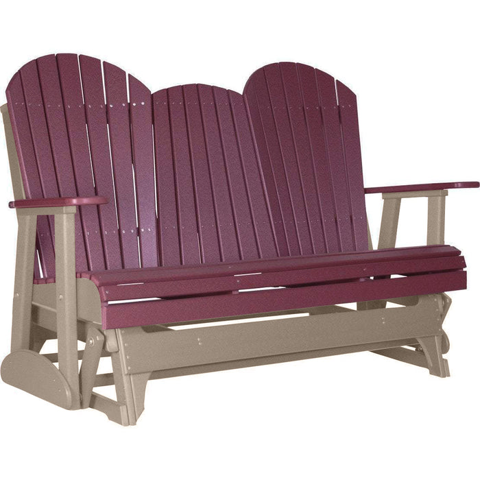 LuxCraft LuxCraft Cherry 5 ft. Recycled Plastic Adirondack Outdoor Glider With Cup Holder Adirondack Glider