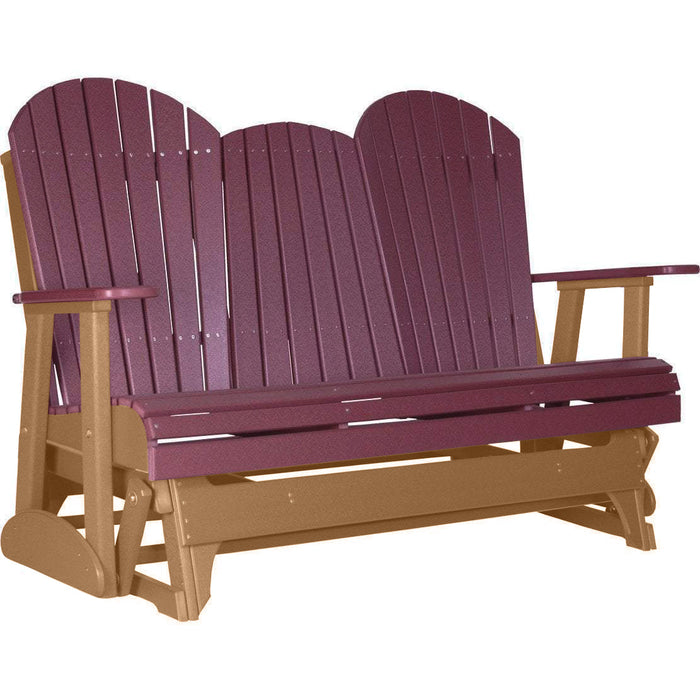 LuxCraft LuxCraft Cherry 5 ft. Recycled Plastic Adirondack Outdoor Glider With Cup Holder Cherrywood on Cedar Adirondack Glider 5APGCWC-CH