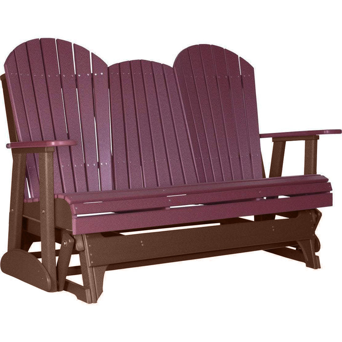 LuxCraft LuxCraft Cherry 5 ft. Recycled Plastic Adirondack Outdoor Glider With Cup Holder Cherrywood on Chestnut Brown Adirondack Glider 5APGCWCB-CH