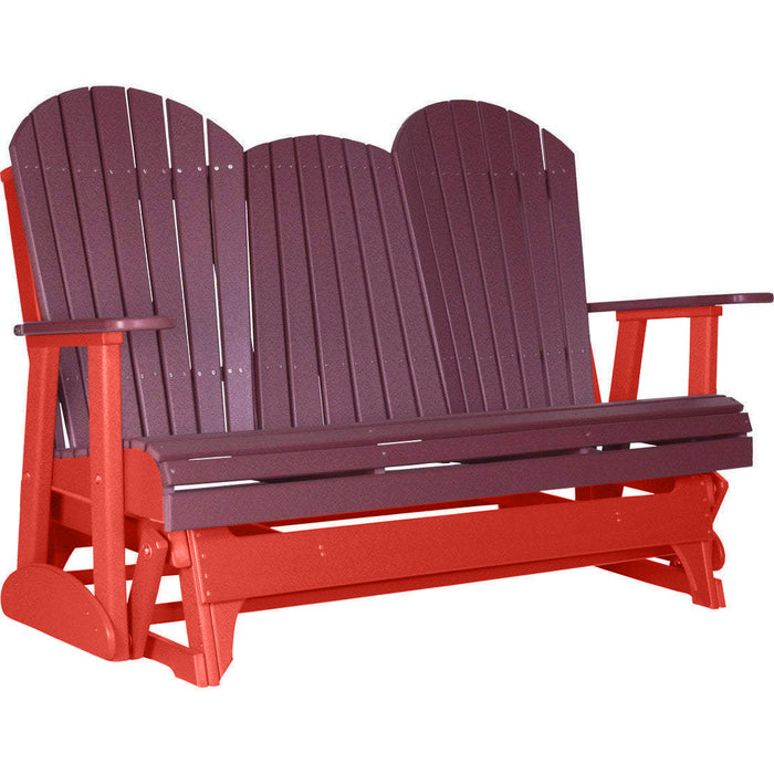 LuxCraft LuxCraft Cherry 5 ft. Recycled Plastic Adirondack Outdoor Glider With Cup Holder Cherrywood on Red Adirondack Glider 5APGCWR-CH