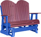 LuxCraft LuxCraft Cherry wood 4 ft. Recycled Plastic Adirondack Outdoor Glider Cherrywood on Blue Adirondack Glider 4APGCWBL