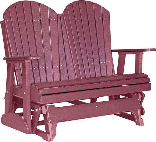 LuxCraft LuxCraft Cherry wood 4 ft. Recycled Plastic Adirondack Outdoor Glider With Cup Holder Cherrywood Adirondack Glider 4APGCW-CH