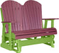 LuxCraft LuxCraft Cherry wood 4 ft. Recycled Plastic Adirondack Outdoor Glider With Cup Holder Cherrywood on Lime Green Adirondack Glider 4APGCWLG-CH