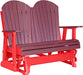 LuxCraft LuxCraft Cherry wood 4 ft. Recycled Plastic Adirondack Outdoor Glider With Cup Holder Cherrywood on Red Adirondack Glider 4APGCWR-CH