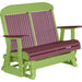 LuxCraft LuxCraft Cherry wood 4 ft. Recycled Plastic Highback Outdoor Glider Bench Cherrywood on Lime Green Highback Glider 4CPGCWLG