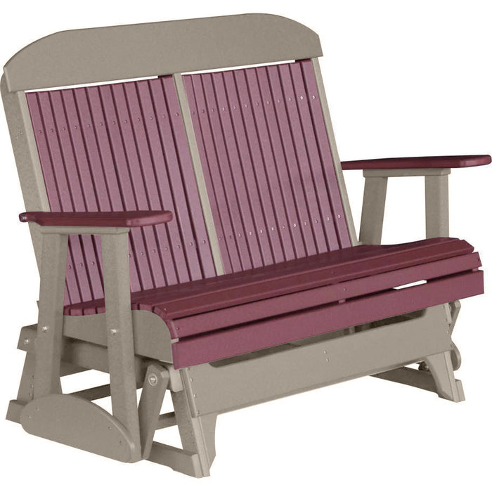 LuxCraft LuxCraft Cherry wood 4 ft. Recycled Plastic Highback Outdoor Glider Bench Cherrywood on Weatherwood Highback Glider 4CPGCWWW