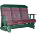 LuxCraft LuxCraft Cherry wood 5 ft. Recycled Plastic Highback Outdoor Glider Cherrywood on Green Highback Glider 5CPGCWG