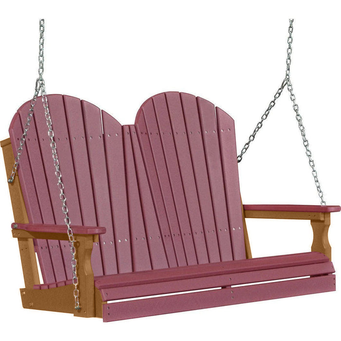 LuxCraft LuxCraft Cherry wood Adirondack 4ft. Recycled Plastic Porch Swing Cherrywood on Antique Mahogany / Adirondack Porch Swing Porch Swing 4APSCWAM