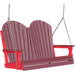 LuxCraft LuxCraft Cherry wood Adirondack 4ft. Recycled Plastic Porch Swing With Cup Holder Cherrywood on Red / Adirondack Porch Swing Porch Swing 4APSCWR-CH