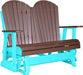LuxCraft LuxCraft Chestnut Brown 4 ft. Recycled Plastic Adirondack Outdoor Glider With Cup Holder Chestnut Brown on Aruba Blue Adirondack Glider 4APGCBRAB-CH