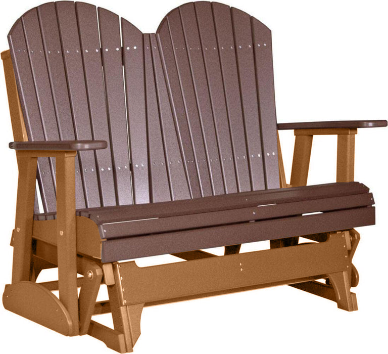 LuxCraft LuxCraft Chestnut Brown 4 ft. Recycled Plastic Adirondack Outdoor Glider With Cup Holder Chestnut Brown on Cedar Adirondack Glider 4APGCBRC-CH