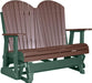 LuxCraft LuxCraft Chestnut Brown 4 ft. Recycled Plastic Adirondack Outdoor Glider With Cup Holder Chestnut Brown on Green Adirondack Glider 4APGCBRG-CH