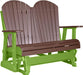 LuxCraft LuxCraft Chestnut Brown 4 ft. Recycled Plastic Adirondack Outdoor Glider With Cup Holder Chestnut Brown on Lime Green Adirondack Glider 4APGCBRLG-CH