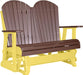 LuxCraft LuxCraft Chestnut Brown 4 ft. Recycled Plastic Adirondack Outdoor Glider With Cup Holder Chestnut Brown on Yellow Adirondack Glider 4APGCBRY-CH