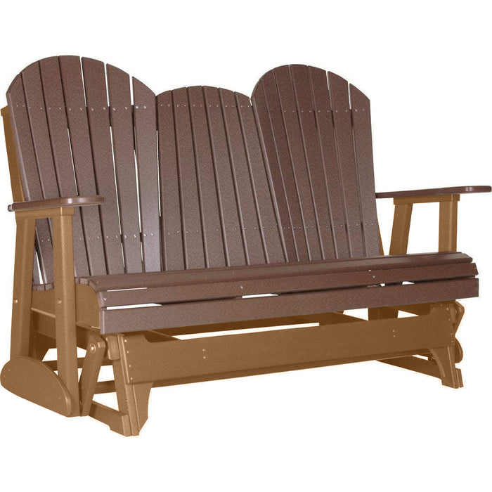 LuxCraft LuxCraft Chestnut Brown 5 ft. Recycled Plastic Adirondack Outdoor Glider With Cup Holder Chestnut Brown on Cedar Adirondack Glider 5APGCBRC-CH